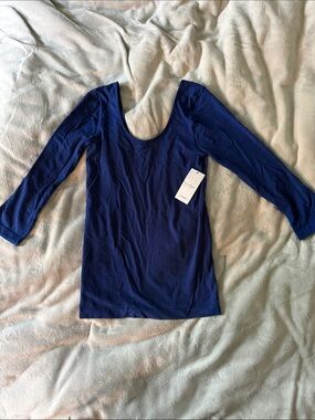 Jessica Simpson Terri Sodalite Blue Scoop Neck 3/4 Sleeve Top NWT Medium